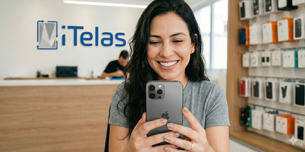 Cliente satisfeita com iPhone após instalação de tela